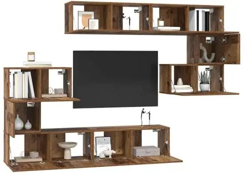 Set comodă TV 8 pcs Lemn vechi 80 x 30 x 30 cm Lemn compozit - 3/5