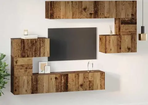 Set comodă TV 8 pcs Lemn vechi 80 x 30 x 30 cm Lemn compozit - 4/5