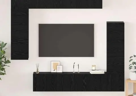 Set comodă TV 8 pcs Stejar negru 80 x 30 x 30 cm Lemn compozit - 1/5