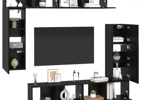 Set comodă TV 8 pcs Stejar negru 80 x 30 x 30 cm Lemn compozit - 3/5