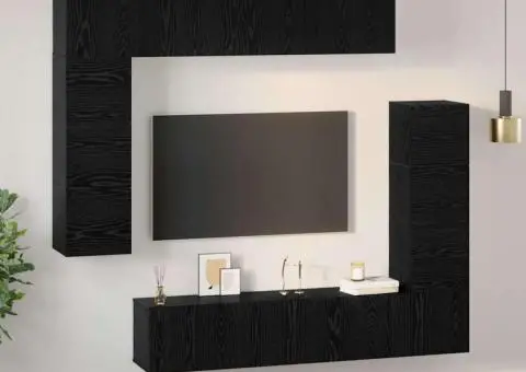 Set comodă TV 8 pcs Stejar negru 80 x 30 x 30 cm Lemn compozit - 4/5