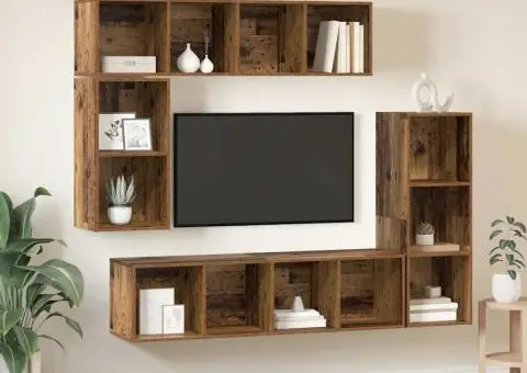 Set comodă TV cu depozitare 4 pcs Lemn vechi Lemn compozit - 1/5