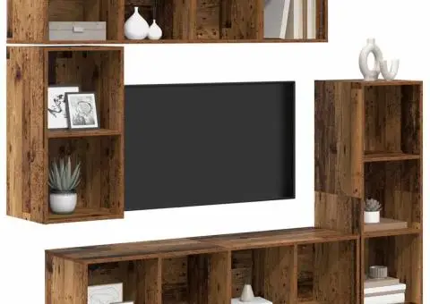 Set comodă TV cu depozitare 4 pcs Lemn vechi Lemn compozit - 3/5