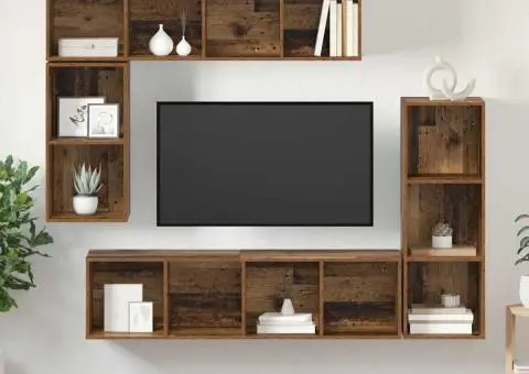 Set comodă TV cu depozitare 4 pcs Lemn vechi Lemn compozit - 4/5