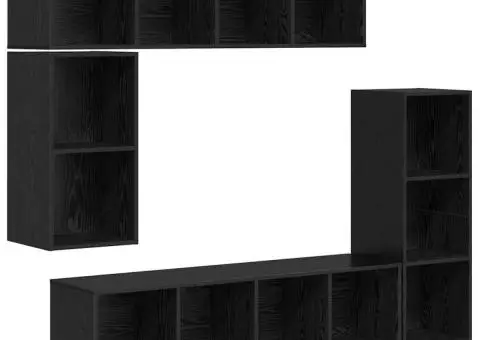 Set comodă TV cu depozitare 4 pcs Stejar negru Lemn compozit - 2/5