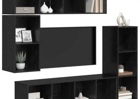 Set comodă TV cu depozitare 4 pcs Stejar negru Lemn compozit - 3/5