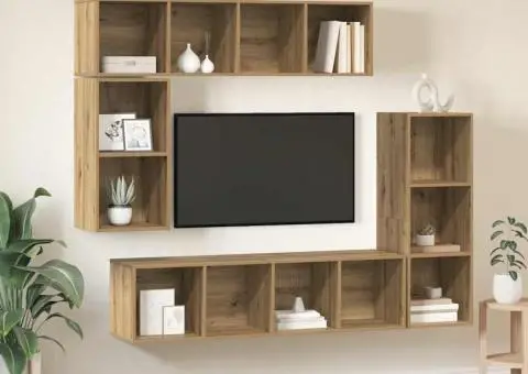 Set comodă TV 4 pcs stejar artizanal Lemn compozit - 1/5