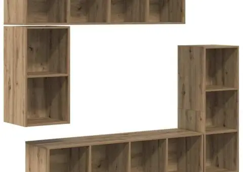 Set comodă TV 4 pcs stejar artizanal Lemn compozit - 2/5