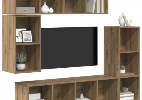 Set comodă TV 4 pcs stejar artizanal Lemn compozit - 3/5