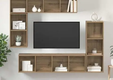 Set comodă TV 4 pcs stejar artizanal Lemn compozit - 4/5