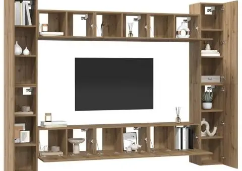 Set comodă TV 10 pcs stejar artizanal 30.5 x 30 x 90 cm - 3/5