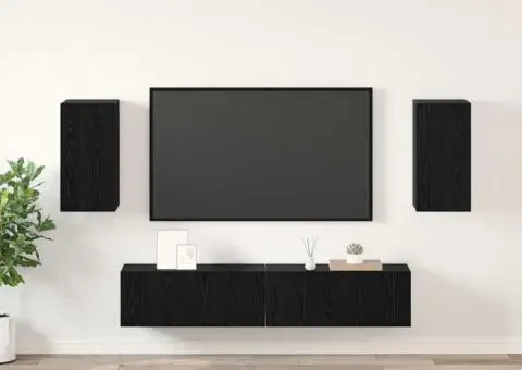 Set dulapuri TV cu raft 4 pcs Stejar negru 80 x 30 x 30.5 cm - 1/5