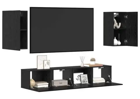 Set dulapuri TV cu raft 4 pcs Stejar negru 80 x 30 x 30.5 cm - 3/5