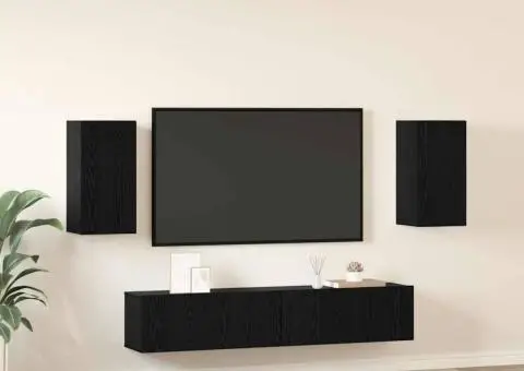 Set dulapuri TV cu raft 4 pcs Stejar negru 80 x 30 x 30.5 cm - 4/5