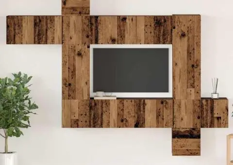 Set comodă TV 10 pcs Lemn vechi 30.5 x 30 x 90 cm Lemn compozit - 1/5