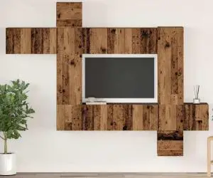 vidaXL Set comodă TV 10 pcs Lemn vechi 30.5 x 30 x 90 cm Lemn compozit