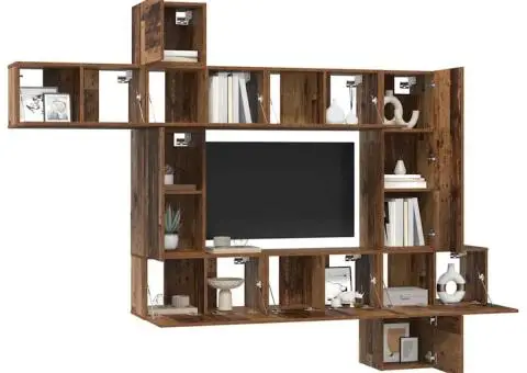 Set comodă TV 10 pcs Lemn vechi 30.5 x 30 x 90 cm Lemn compozit - 3/5