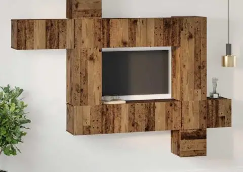 Set comodă TV 10 pcs Lemn vechi 30.5 x 30 x 90 cm Lemn compozit - 4/5