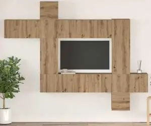 vidaXL Set comodă TV cu raft 10 pcs stejar artizanal 30.5 x 30 x 90 cm