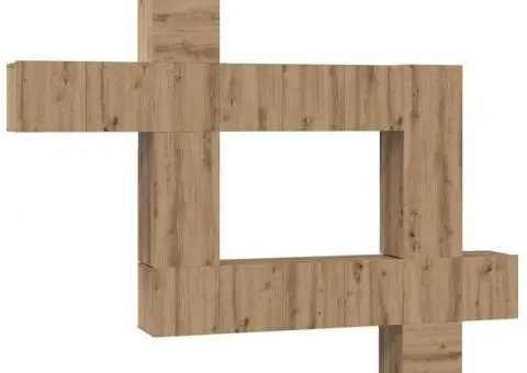 Set comodă TV cu raft 10 pcs stejar artizanal 30.5 x 30 x 90 cm - 2/5