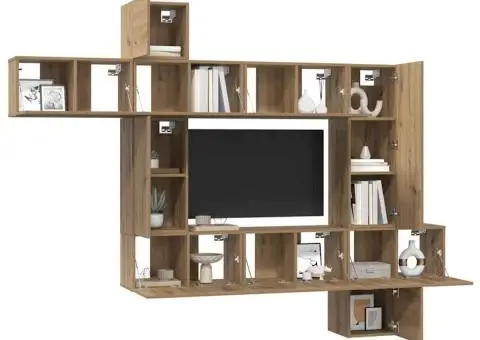 Set comodă TV cu raft 10 pcs stejar artizanal 30.5 x 30 x 90 cm - 3/5