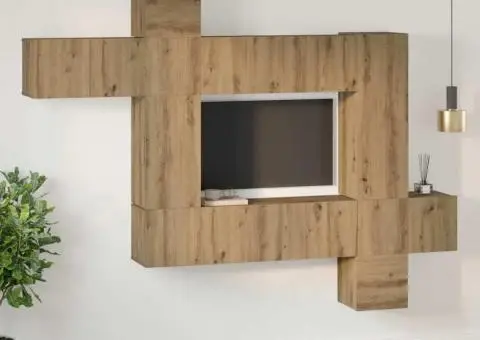 Set comodă TV cu raft 10 pcs stejar artizanal 30.5 x 30 x 90 cm - 4/5