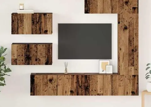 Set comodă TV 6 pcs Lemn vechi 30.5 x 30 x 90 cm Lemn compozit - 1/5