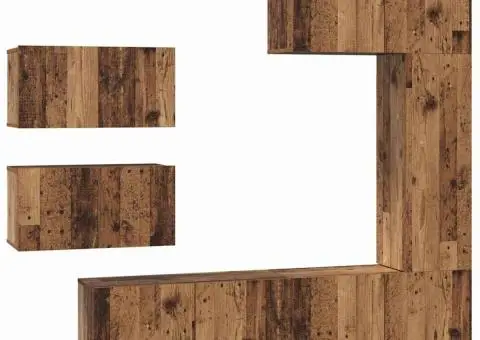 Set comodă TV 6 pcs Lemn vechi 30.5 x 30 x 90 cm Lemn compozit - 2/5