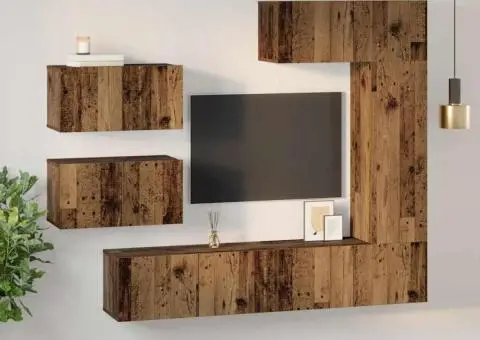 Set comodă TV 6 pcs Lemn vechi 30.5 x 30 x 90 cm Lemn compozit - 4/5