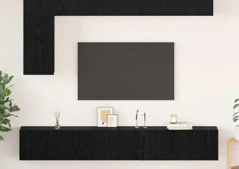 Set comodă TV cu raft Pe perete Altele 6 pcs Stejar negru 30.5 x 30 x 90 cm - 1/5