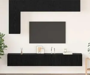 vidaXL Set comodă TV cu raft Pe perete Altele 6 pcs Stejar negru 30.5 x 30 x 90 cm