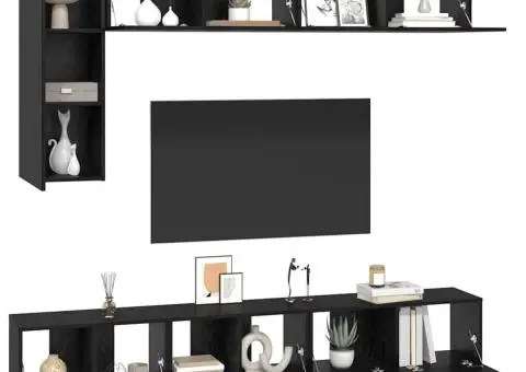 Set comodă TV cu raft Pe perete Altele 6 pcs Stejar negru 30.5 x 30 x 90 cm - 3/5