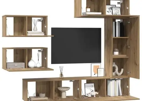 Set comodă TV cu raft Altele 6 pcs stejar artizanal 30.5 x 30 x 90 cm - 3/5