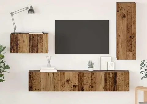 Set comodă TV 4 pcs Lemn vechi 30.5 x 30 x 90 cm Lemn compozit - 1/5