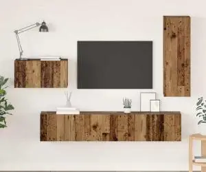 vidaXL Set comodă TV 4 pcs Lemn vechi 30.5 x 30 x 90 cm Lemn compozit