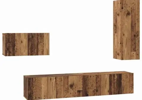 Set comodă TV 4 pcs Lemn vechi 30.5 x 30 x 90 cm Lemn compozit - 2/5