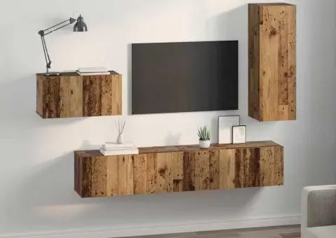 Set comodă TV 4 pcs Lemn vechi 30.5 x 30 x 90 cm Lemn compozit - 4/5