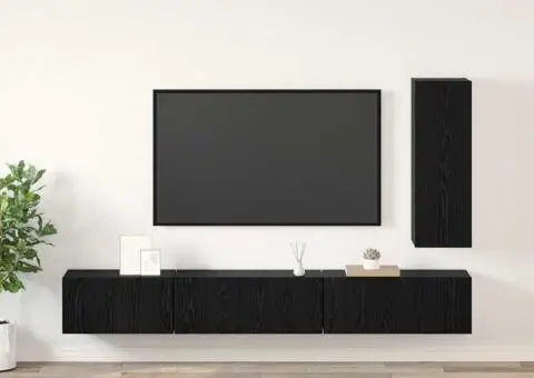 Set comodă TV cu raft Altele 4 pcs Stejar negru 30.5 x 30 x 90 cm - 1/5