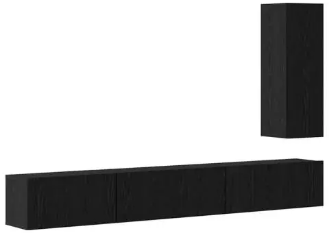 Set comodă TV cu raft Altele 4 pcs Stejar negru 30.5 x 30 x 90 cm - 2/5