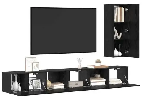 Set comodă TV cu raft Altele 4 pcs Stejar negru 30.5 x 30 x 90 cm - 3/5