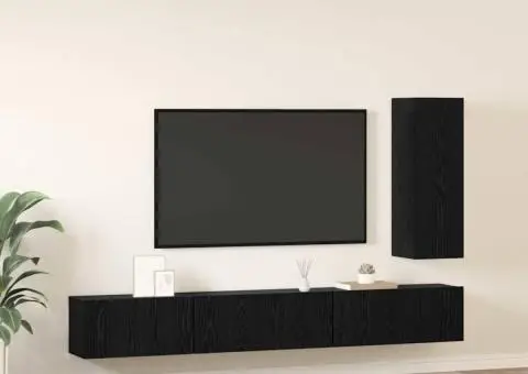 Set comodă TV cu raft Altele 4 pcs Stejar negru 30.5 x 30 x 90 cm - 4/5