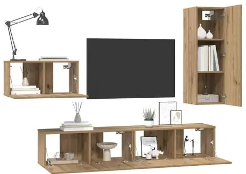 Set comodă TV 4 pcs stejar artizanal 30.5 x 30 x 90 cm - 3/5