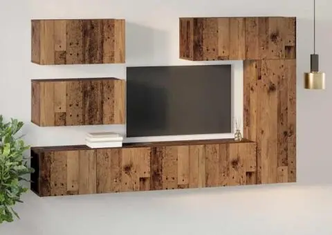 Set comodă TV 6 pcs Lemn vechi 30.5 x 30 x 90 cm Lemn compozit - 4/5