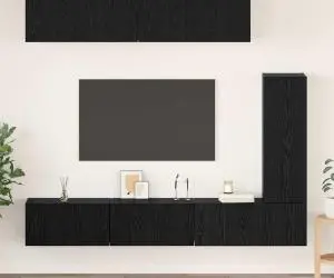 vidaXL Set comodă TV cu raft Pe perete Altele 6 pcs Stejar negru 30.5 x 30 x 90 cm