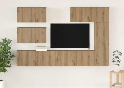 Set comodă TV cu raft Altele 6 pcs stejar artizanal 30.5 x 30 x 90 cm - 1/5