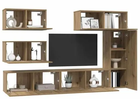 Set comodă TV cu raft Altele 6 pcs stejar artizanal 30.5 x 30 x 90 cm - 3/5