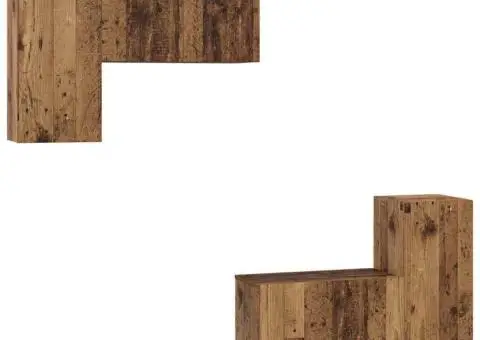 Set comodă TV cu raft Pe perete cu depozitare cu ușă 4 pcs Lemn vechi 60 x 30 x 30 cm - 2/5