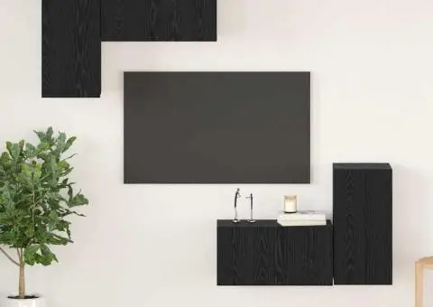 Set Cabinet TV cu raft cu depozitare cu ușă 4 pcs Stejar negru 60 x 30 x 30 cm - 1/5