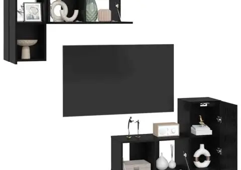 Set Cabinet TV cu raft cu depozitare cu ușă 4 pcs Stejar negru 60 x 30 x 30 cm - 3/5