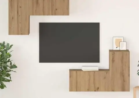 Set comodă TV cu raft Pe perete 4 pcs stejar artizanal 60 x 30 x 30 cm - 1/5